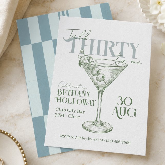 Invitation Martini Cocktail Talk Thirty To Me 30e Anniversair (Talk Thirty To Me Martini Cocktail 30th Birthday Invitation)