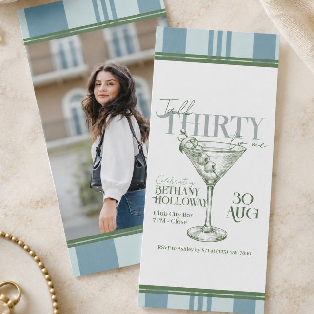 Invitation Martini Cocktail Talk Thirty To Me 30e Anniversair (Talk Thirty To Me Martini Cocktail 30th Birthday Invitation)
