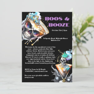 Invitation Martini crâne horreur happy hour gothique Hallowee