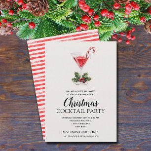 Invitation Martini de Noël au bonbon canne à sucre chic pour 