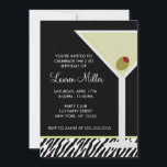 Invitation Martini et Zebra<br><div class="desc">Commencez votre fête d'anniversaire en envoyant ces invitations chic à la fête avec un martini sur un arrière - plan zèbre.</div>