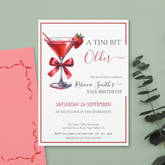 Invitation Martini fraise 'Un tini un peu plus vieux (Créateur téléchargé)