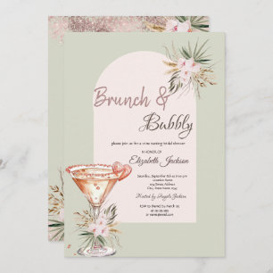Invitation Martini Heart Boho Fleurs Brunch & Bubbly