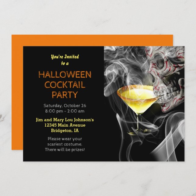 Invitation Martini Martini Halloween Cocktail Party (Devant / Derrière)