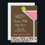 Invitation Martini rose et zèbre<br><div class="desc">Commencez votre fête d'anniversaire en envoyant ces invitations chic de fête avec un martini rose sur un arrière - plan zèbre. Art © ILLUSTRATIONS JW</div>