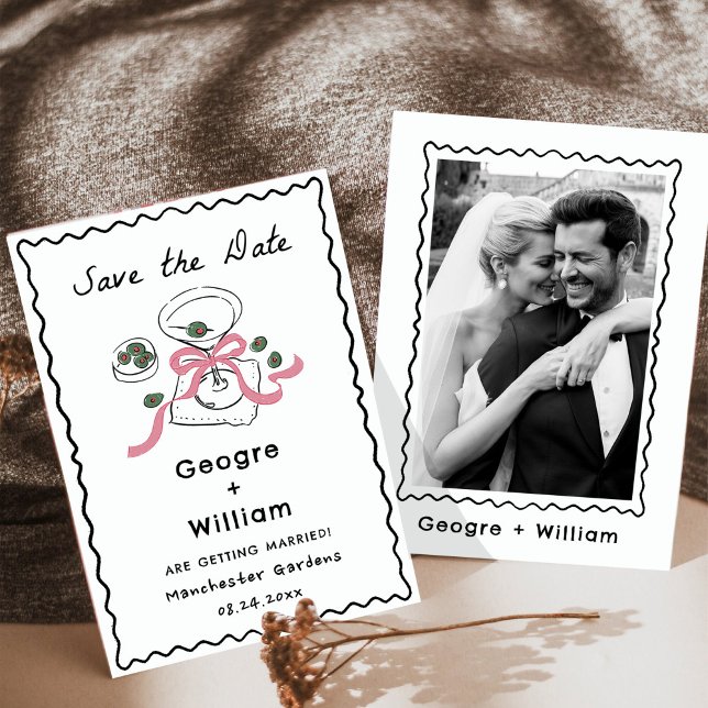 Invitation Martini rose moderne et capricieux Mariage à main (Créateur téléchargé)