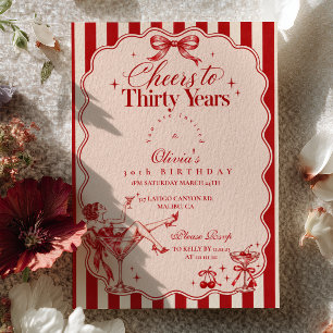 Invitation Martini Rouge Cerise 30e Anniversaire