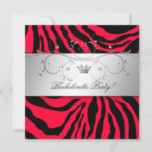 Invitation Martini rouge chaud Divin 311-Argent  Bachelorette