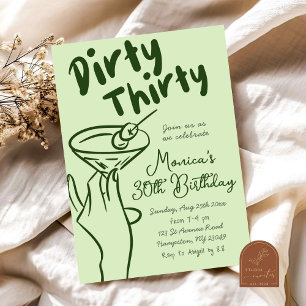 Invitation Martini Sale Dirty Thirty Anniversaire Adulte