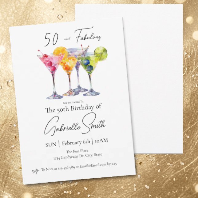 Invitation Martini thème 50e anniversaire femmes Fabuleux (Créateur téléchargé)