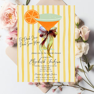 Invitation Martini Yellow Stripes Bow Bridal Shower