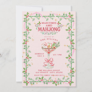 Invitation Martinis de Noël et fête de Mahjong