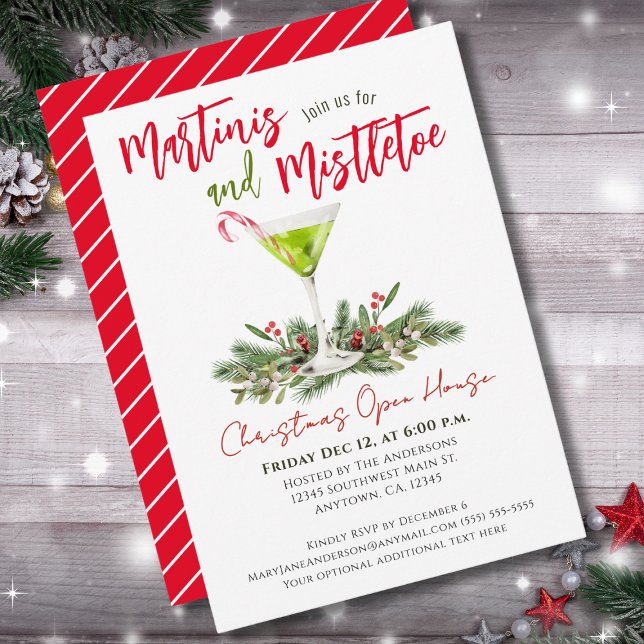 Invitation Martinis et Gui de Noël Maison Ouverte (Créateur téléchargé)