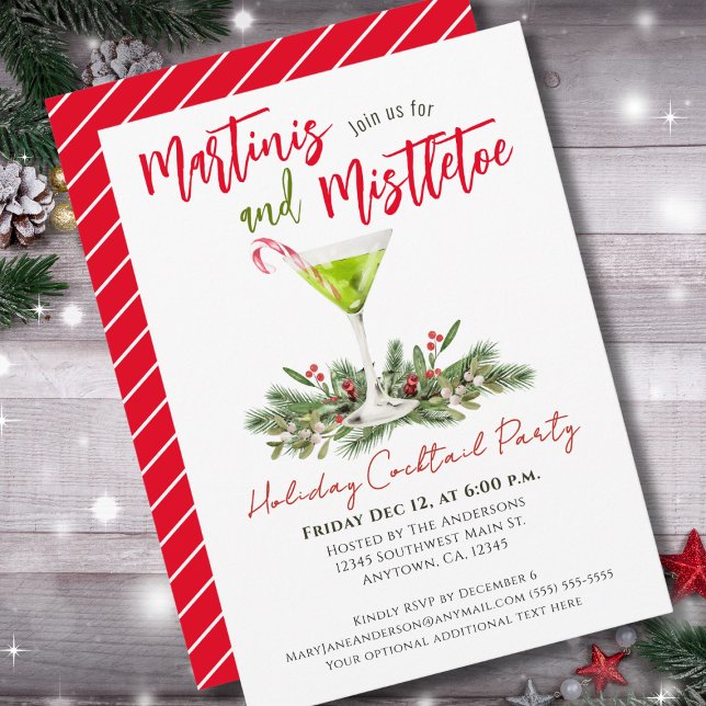 Invitation Martinis et Gui Fête de Cocktail de Fêtes    (Créateur téléchargé)