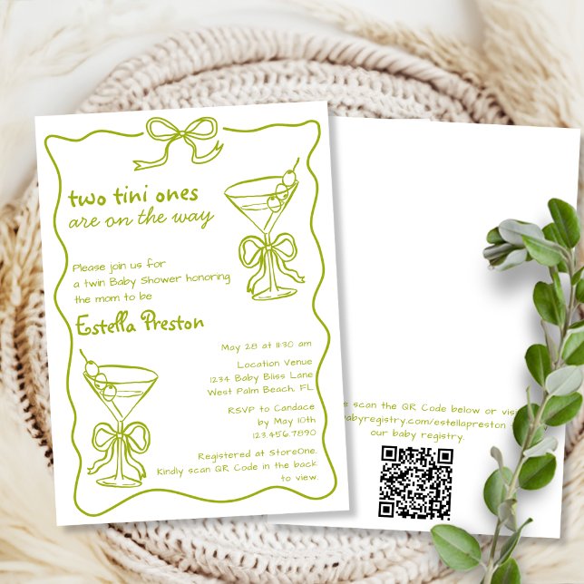 Invitation Martinis Fantaisistes Sales Code QR Fête de Naissa (Créateur téléchargé)