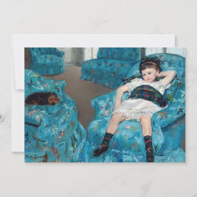 Invitation Mary Cassatt - Petite fille dans un fauteuil bleu (Devant)
