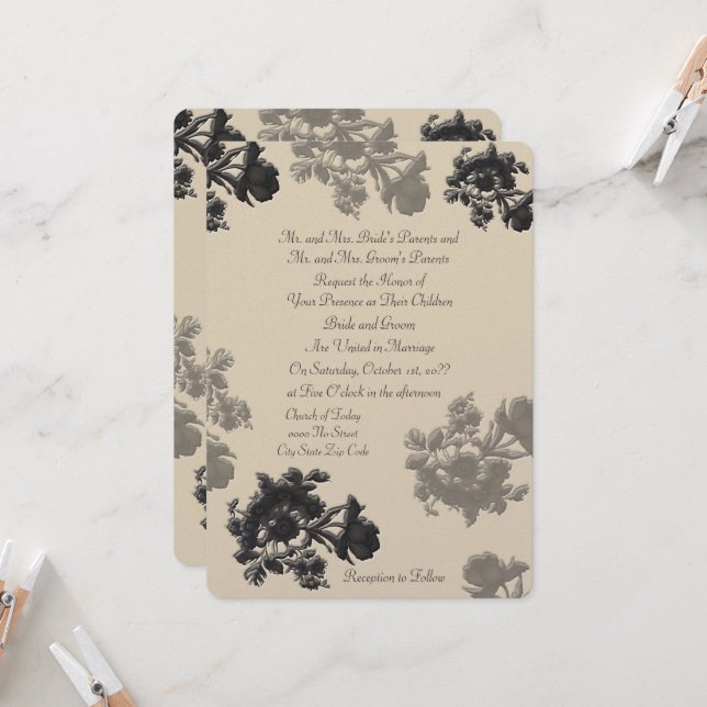 Invitation Masala Flora Mariage (Devant/Arrière en situation)