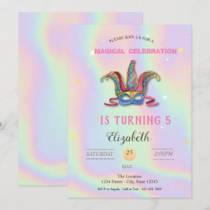 Invitation Mascarade Anniversaire Holographique
