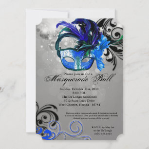 Invitation Mascarade bleu Mascarade Masque Masque Costume Hal