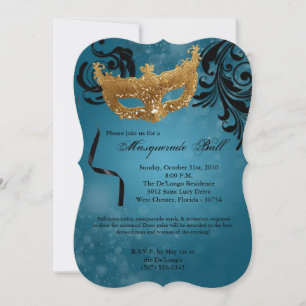 Invitation Mascarade bleu Mascarade Masque Masque Costume Hal