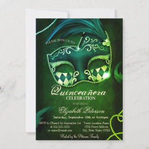 Invitation Mascarade de Diamants d'Or Moderne pour Quinceañer