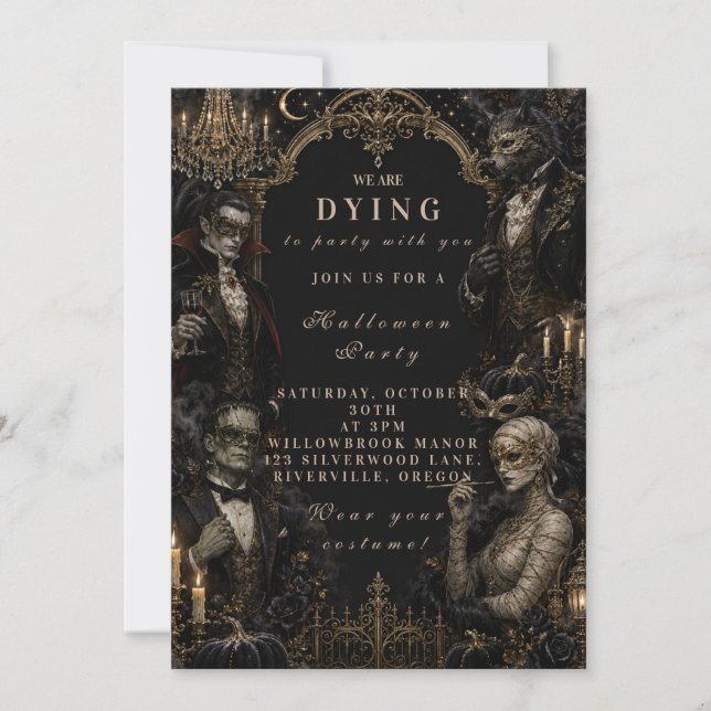 Invitation Mascarade d'Halloween de Monstre Gothique (Devant)