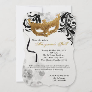 Invitation Mascarade d'or Mascarade masque costume Halloween