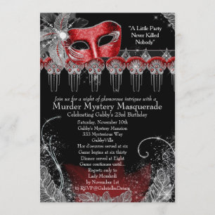 Invitation Mascarade du mystère du meurtre
