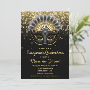 Invitation Mascarade Élégante pour Quinceañera 15e Anniversai