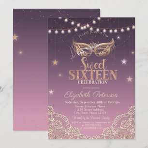 Invitation Mascarade,Guirlandes,Lace Sweet 16