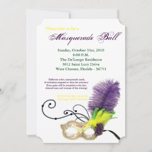 Invitation Mascarade Mardi Gras Masquerade Masque Masque Masq