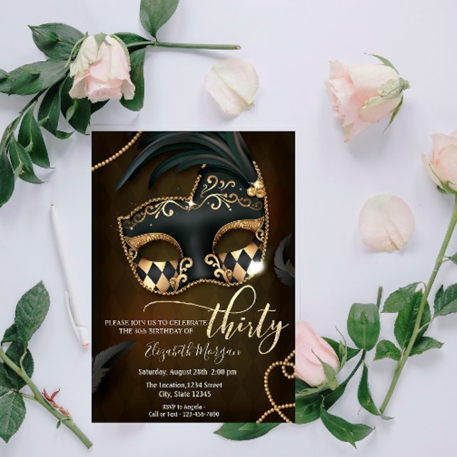 Invitation Mascarade, Masque 30e anniversaire  (Créateur téléchargé)