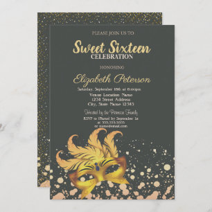 Invitation Mascarade, Masque, Pots, Confetti Sweet 16