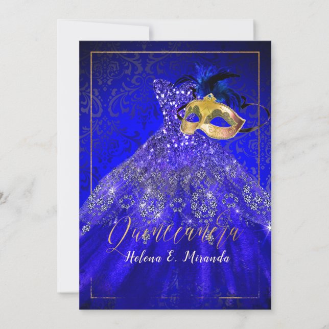 Invitation Mascarade PixDezines/Bleu/DIYcolor ! (Devant)