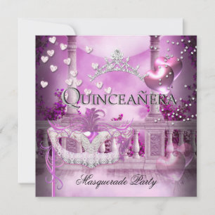Invitation Mascarade Quinceanera 15 Fête Rose