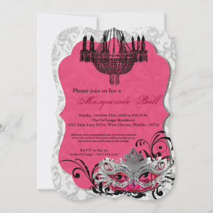 Invitation Mascarade rose chaud mascarade masque costume Hall