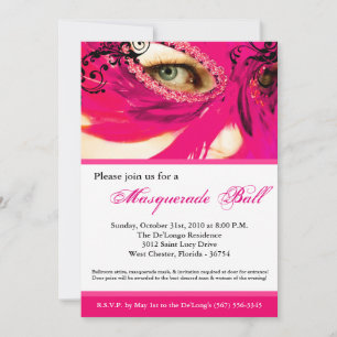 Invitation Mascarade rose Mascarade Masque Costume de bal Hal
