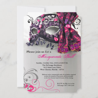 Invitation Mascarade rose Mascarade Masque Costume de bal Hal