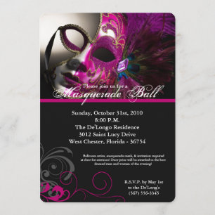 Invitation Mascarade rose Mascarade Masque costume Halloween 