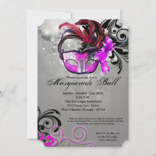 Invitation Mascarade rose Mascarade Masque costume Halloween