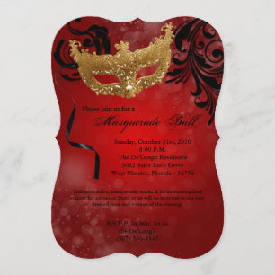Invitation Mascarade rouge Mascarade Masque costume Halloween