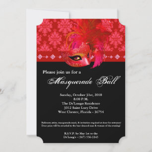 Invitation Mascarade rouge Mascarade Masque costume Halloween