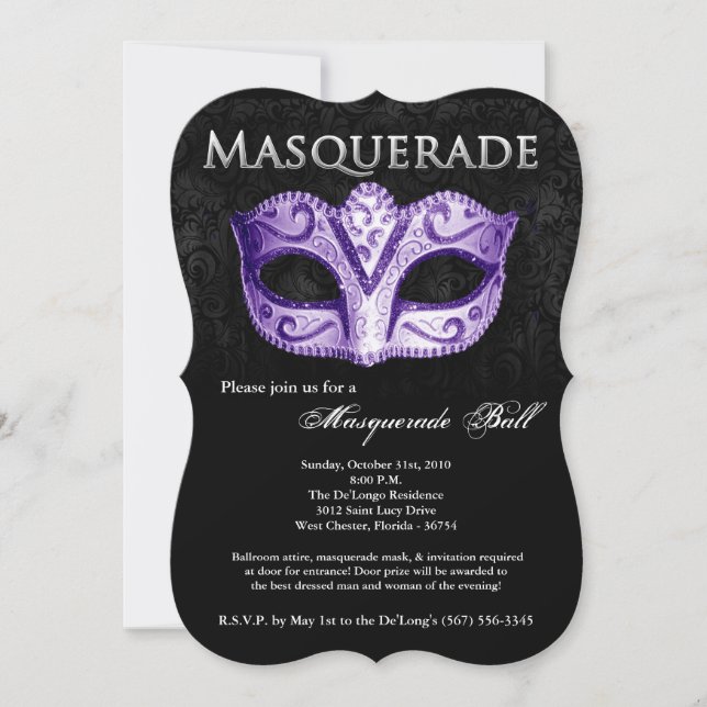 Invitation Mascarade violette Mascarade Masque Masque Costume (Devant)