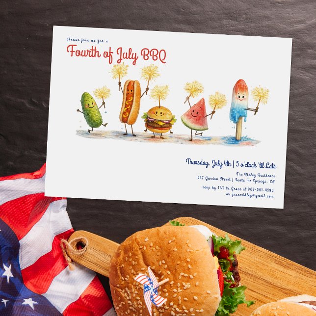Invitation Mascottes de BBQ du 4 juillet | Jour de l'Indépend (Créateur téléchargé)