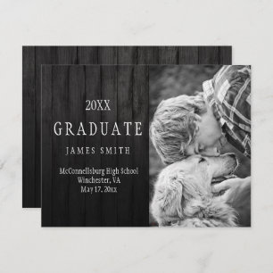 Invitation Masculine Black Barn Wood - Diplôme de photographi