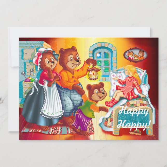 Invitation Masha et 3 ours de conte de fées (Devant)