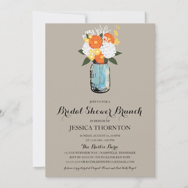 Invitation Mason de fleurs d'agrumes | Brunch Fête des mariée (Devant)