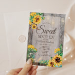 Invitation Mason de tournesol rustique Sweet sixteen Jar<br><div class="desc">Célébrez sa journée spéciale avec notre Rustic Sunflower Mason Jar Sweet sixteen Invitations. Personnalisez avec vos informations de fête pour créer une carte unique qui impressionne votre famille et vos amis. Conçu avec un design de tournesol sur un arrière - plan rustique en bois, et accentué de lampes à cordes...</div>