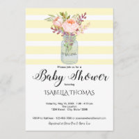 Mason Fleurs Jar Baby shower rayures Jaunes