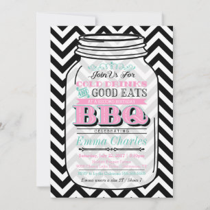 Invitation Mason Jar Anniversaire BBQ Invitation, enfant ou a